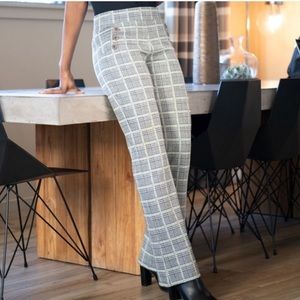 Betabrand Dress Pant Yoga Pant green and black plaid
